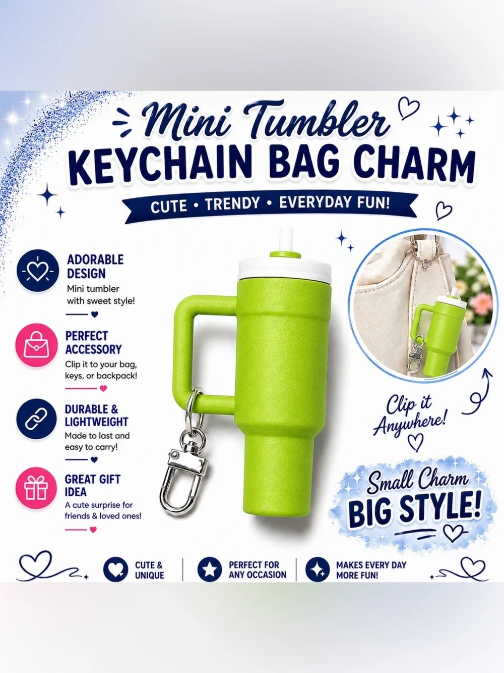 MINI TUMBLER KEYCHAIN BAG CHARM